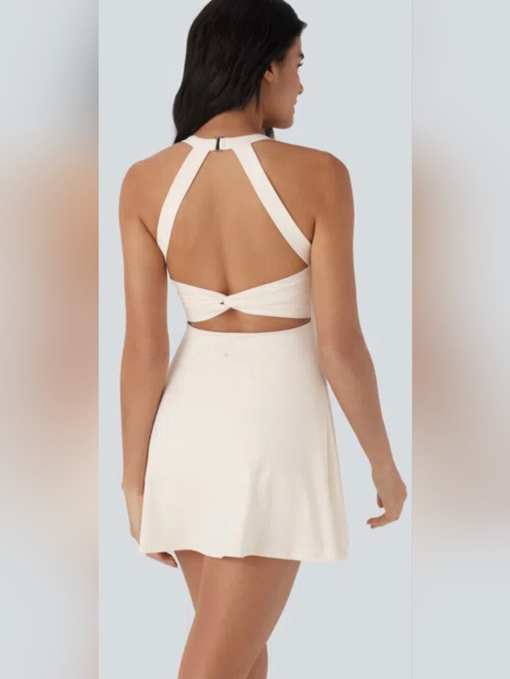 Halara SoftlyZero Airy Backless  Twisted Flare Active Dress White Size L